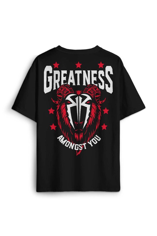 Black Oversize T-Shirt Greatness Roman Reigns Gym Sports Fitness Back Front Printed Unisex T-Shirt