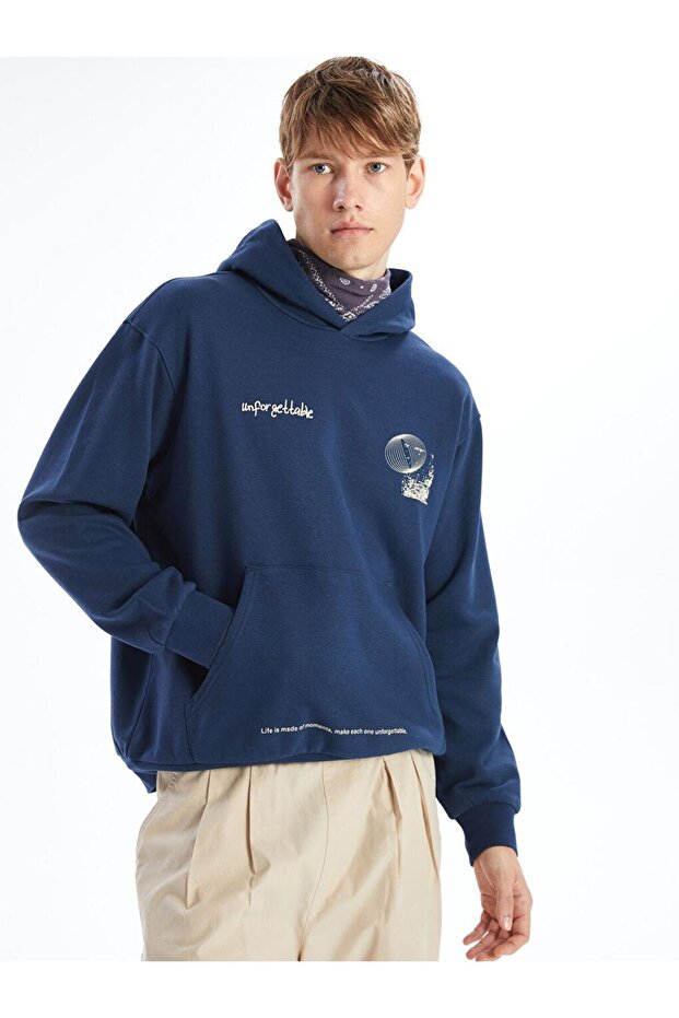 Long Sleeve Printed Men's Thick Hoodie (W4)