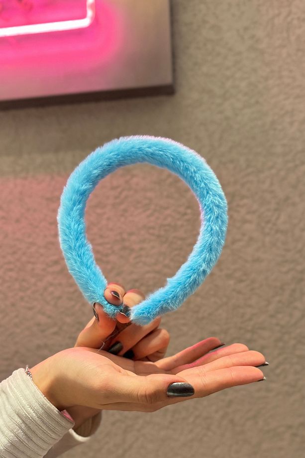 Peluş Tekli Mavi Yumuşak Kumaşlı Taç - 3