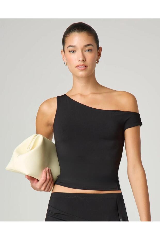Μαύρο μπλουζάκι Off Shoulder Basic Sh224 - 7