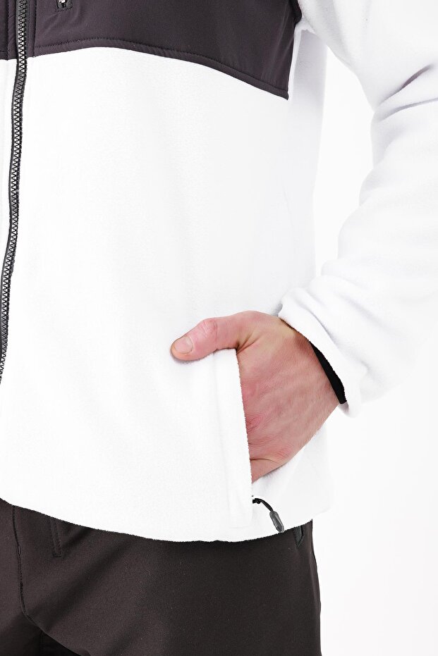 Ανδρικό φούτερ Fleece - Λευκό - Σπασμένο - 6