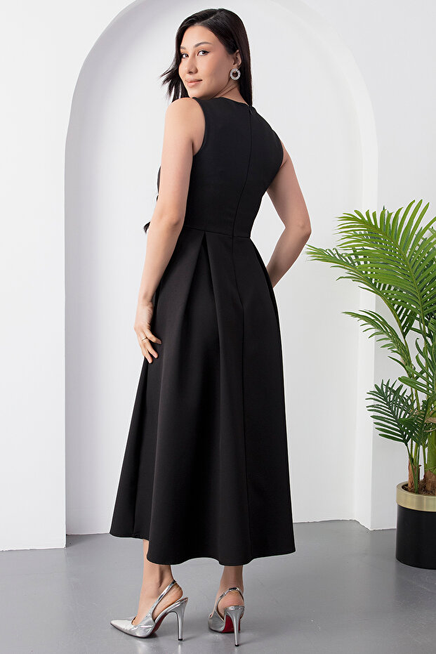 Düğmeli V Yaka Elbise DKS1201 - 6