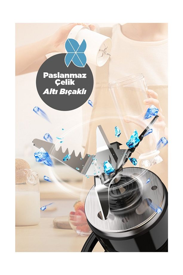 Smoothie Blender Taşınabilir Şarjlı Kişisel Mini Meyve Karıştırıcı 500 ml - 4