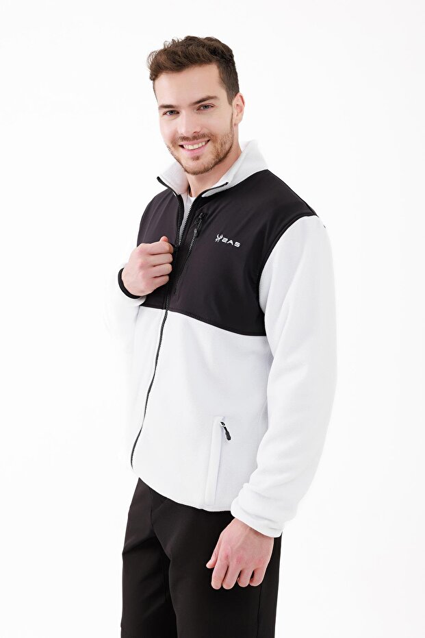 Ανδρικό φούτερ Fleece - Λευκό - Σπασμένο - 4