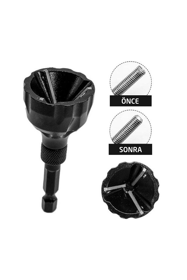 Çapak Alma Raspa Raspası Aparatı 3-20 mm Saplı Pah Giderici 1/4 Bits Uçlu Matkap Uyumlu  1 Adet - 6