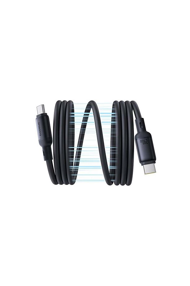 PicoGo Manyetik Silikon Usb-c to Usb-c Şarj Kablosu 240W 1m, - Siyah - 3