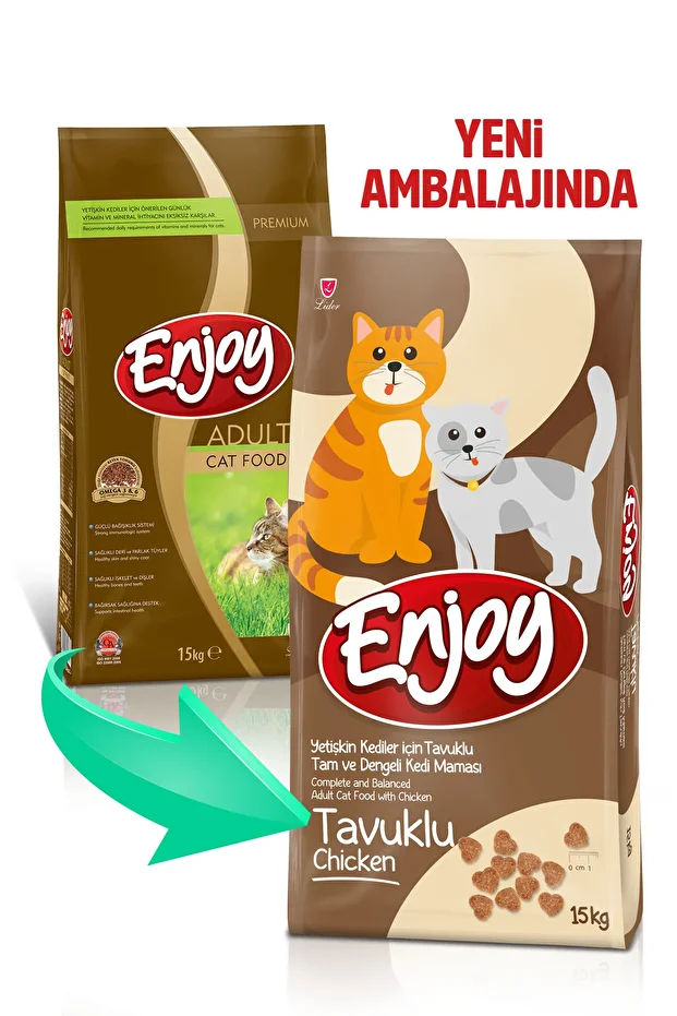 15 Kg Sokak Kedileri Ve Evcil Kediler İçin Sokak Kedi Maması Tavuklu Enjoy Yetişkin Kedi Maması - 2