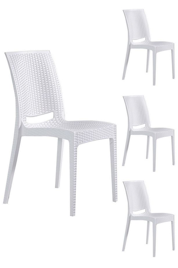4 Adet Bahçe Rattan Sandalye, Bahçe&Balkon&Havuz Kenarı Rattan Örme Dış Mekan Koltuğu - 1