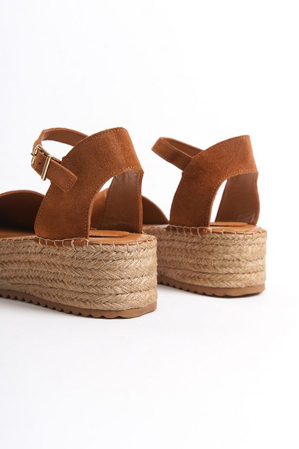 Kadın Süet Platform Espadril Taba -mcrgn291-tb - 7