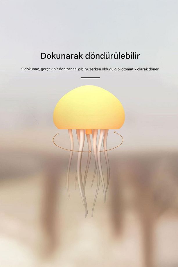 Dans Eden Denizanası Gece Lambası | Ses ile kontrol | Tavana Asılabilen, RGB Renkli, Şarj Edilebilir - 6