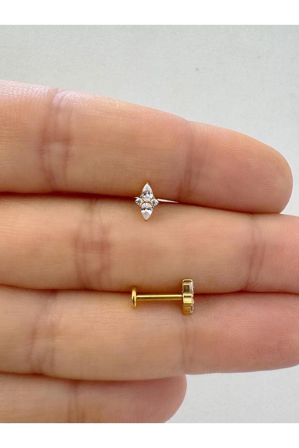 1 adet G23 TİTANİUM ( titanyum ) tragus helix kıkırdak uyumlu piercing - 2