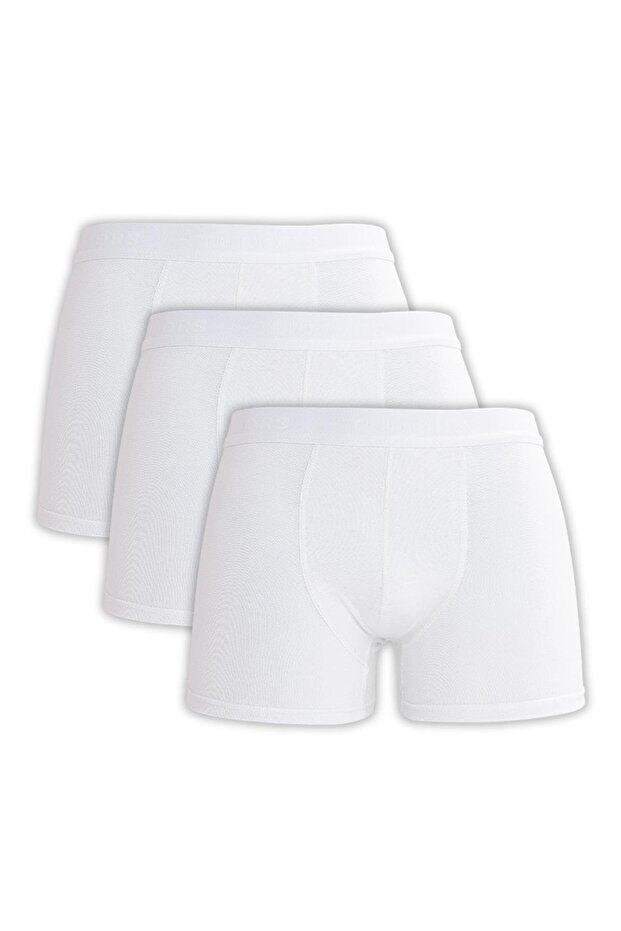 Men's 3-Piece Cotton Stretch Fabric Premium Series Flexible Fabric White Boxer