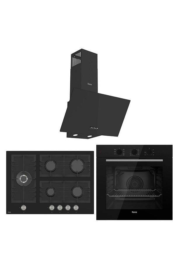 Flowart BL Modüler Seriisi 3'lü Siyah Ankastre Set ( QBL62CS-BL135-D086 ) - 1