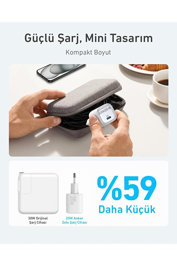 Zolo 20W Şarj Cihazı, USB-C, Beyaz - A2699 - 6