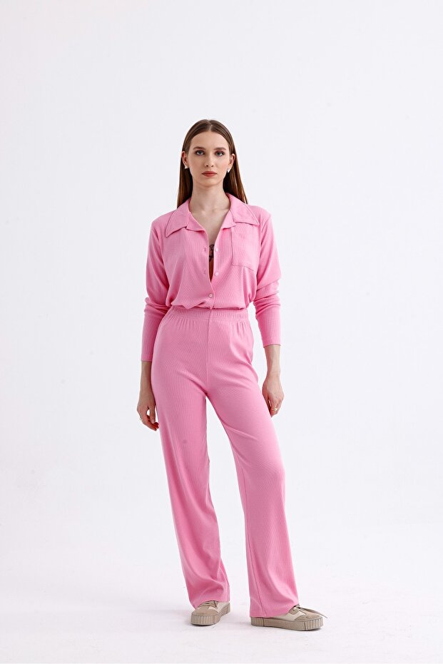 طقم مزدوج بياقة قميص - 5