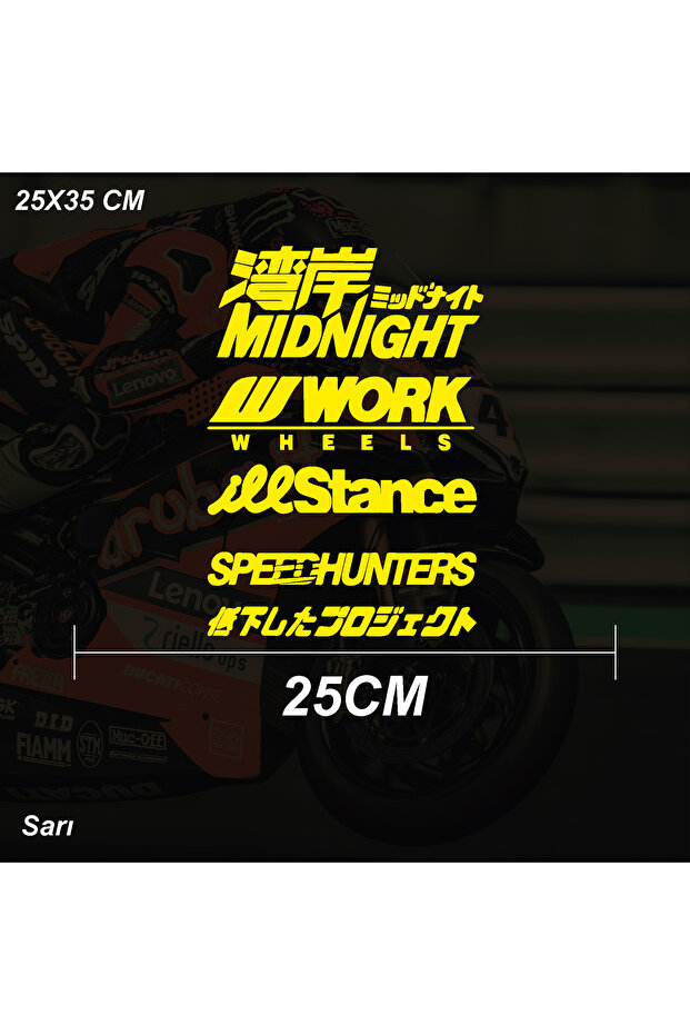 منتصف الليل JDM الزجاج الأمامي الخلفي ملصق السيارات دراجة نارية ملصق ملصق نموذج ديكور