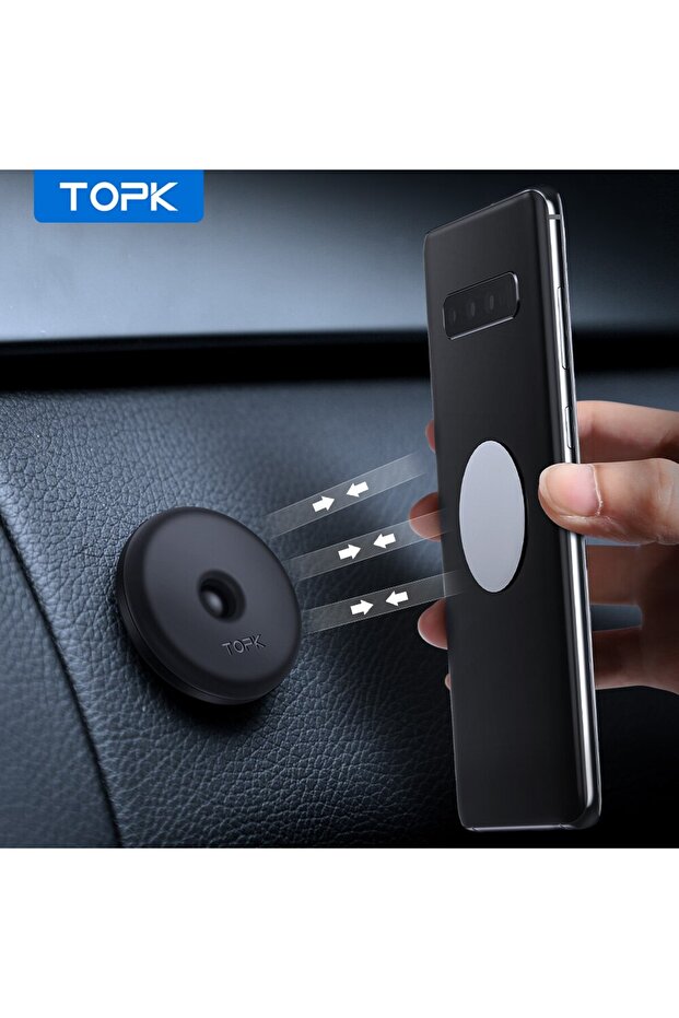 black TOPK Magnetic Phone Holder for Car 4X Magnets Car Phone Mount Phone Holder Car Mount for Dashb - 1