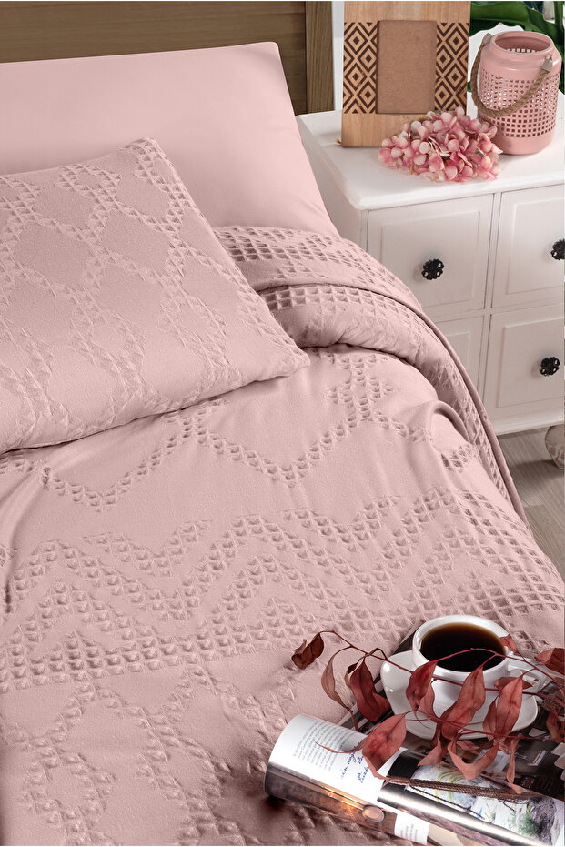 Tek Kişilik Pamuk Yatak Örtüsü Seti / Mevsimlik Pike Seti - 1 Adet Yaslık Kılıflı (160*220 CM) - 2