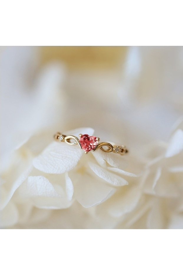 7 B2676 Huitan Simple Heart Ring For Women Female Cute Finger Rings Romantic Birthday Gift For Girlf