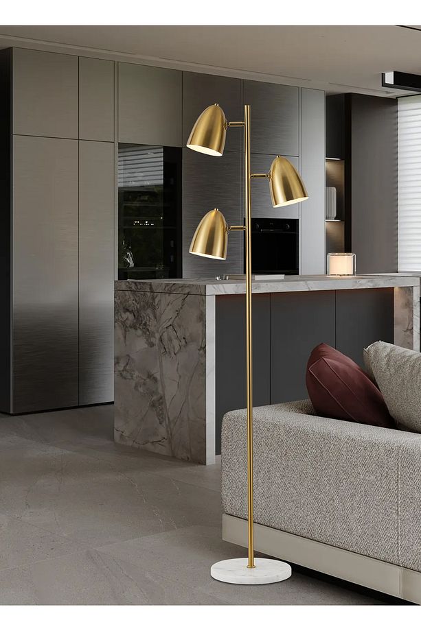 Giada 3'lü Eskitme Retro Başlıklı Modern Dekoratif Köşe Lambader - 1
