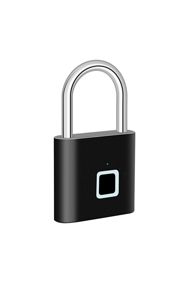 قفل ذكي أسود بدون مفتاح مع شحن USB وبصمة الإصبع، قفل باب مقاوم للماء، فتح في 0.2 ثانية