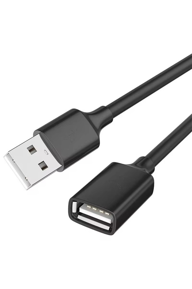 كابل تمديد USB أسود بطول 2 متر، كابل تمديد USB 2.0 من ذكر إلى أنثى، كابل بيانات مناسب لأجهزة الكمبيوتر والتلفزيون بالولايات المتحدة