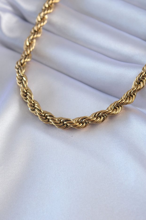 316L Steel Gold Color Twist Model 45 cm Women's Necklace - Tj-Bko7589