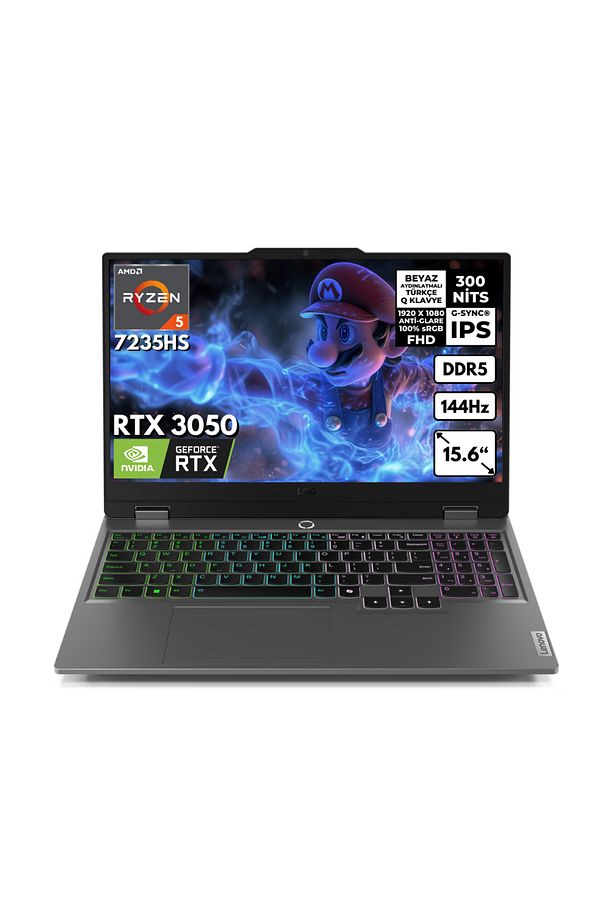 LOQ Ryzen 5-7235HS 8GB 2 TBSSD RTX3050 (6GB-95W) 15.6" FHD Freedos 83JC000PTRHMF6 - 1