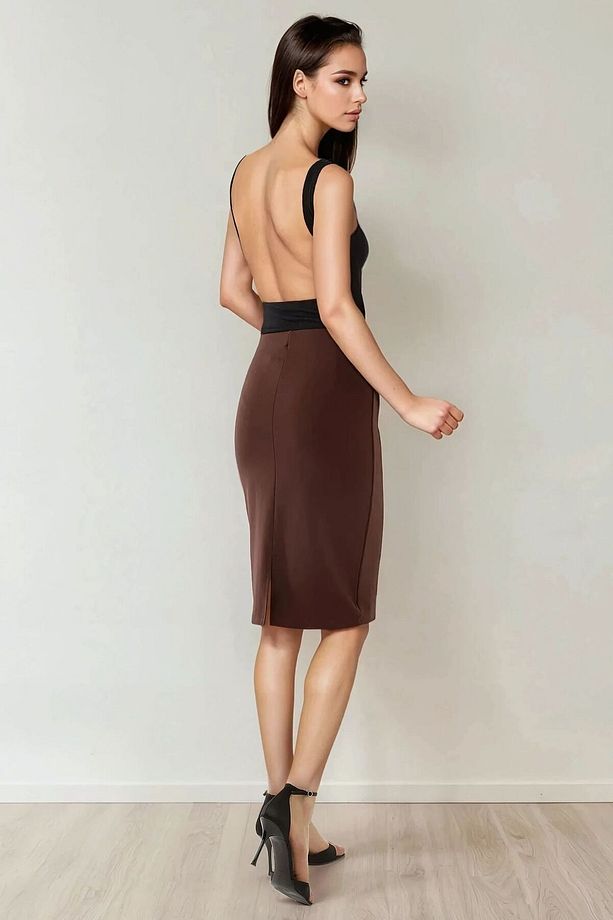 Yüksek Bel Bodycon Midi Örme Etek - 4