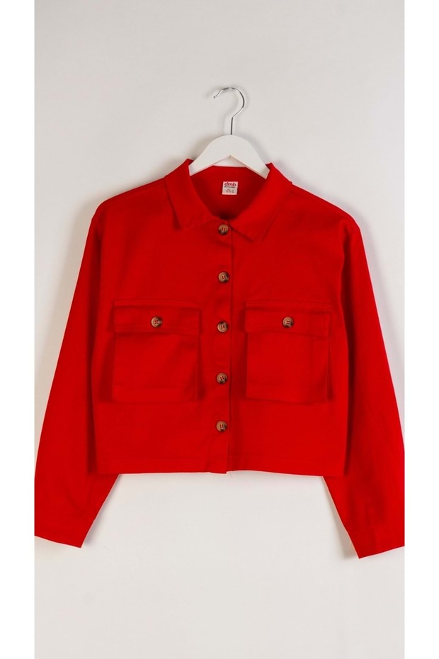 Girls' Denim Jacket with Flap Pockets and Button Closure