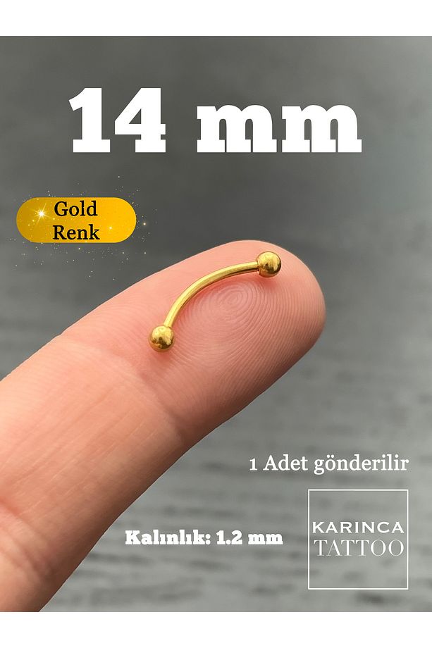 14 mm En Uzun Bar Kaş Meme Ucu Piercing Helix Conch Bridge Surface Nipple Daith Anti Tragus Küpe - 2