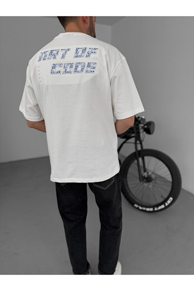 Beyaz Code Kabartmalı T-Shirt YP-5046 - 8