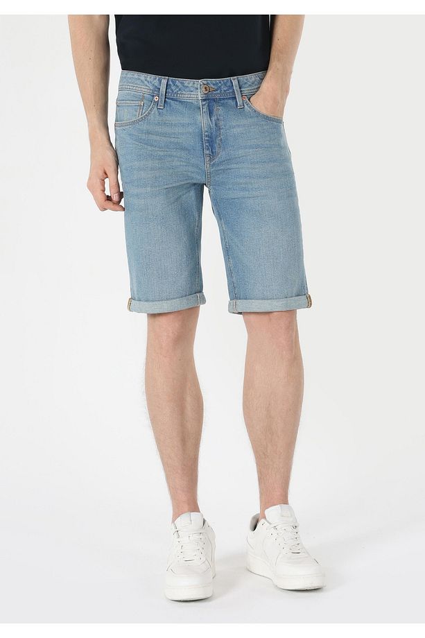Regular Fit Jean Erkek Şort - 4