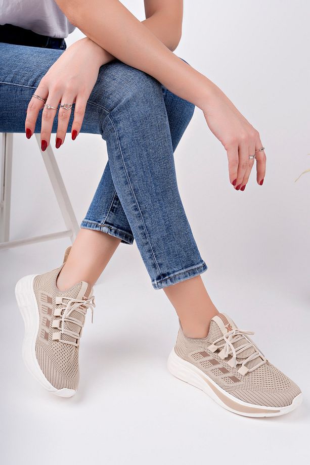 BEJ UNİSEX TRİKO SNEAKER AYAKKABI - 1