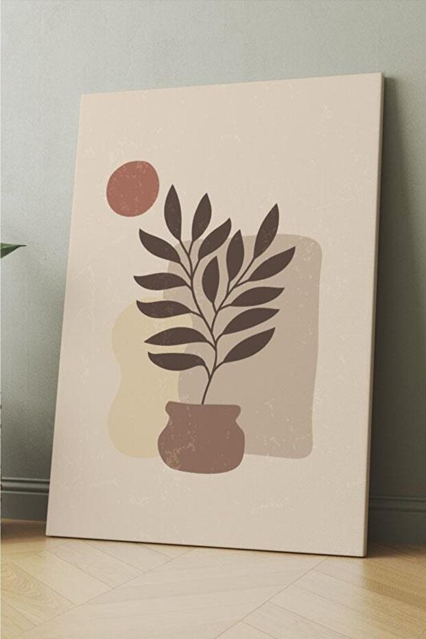 3'lü Set Red & White Leaf Kanvas Tablo - 4