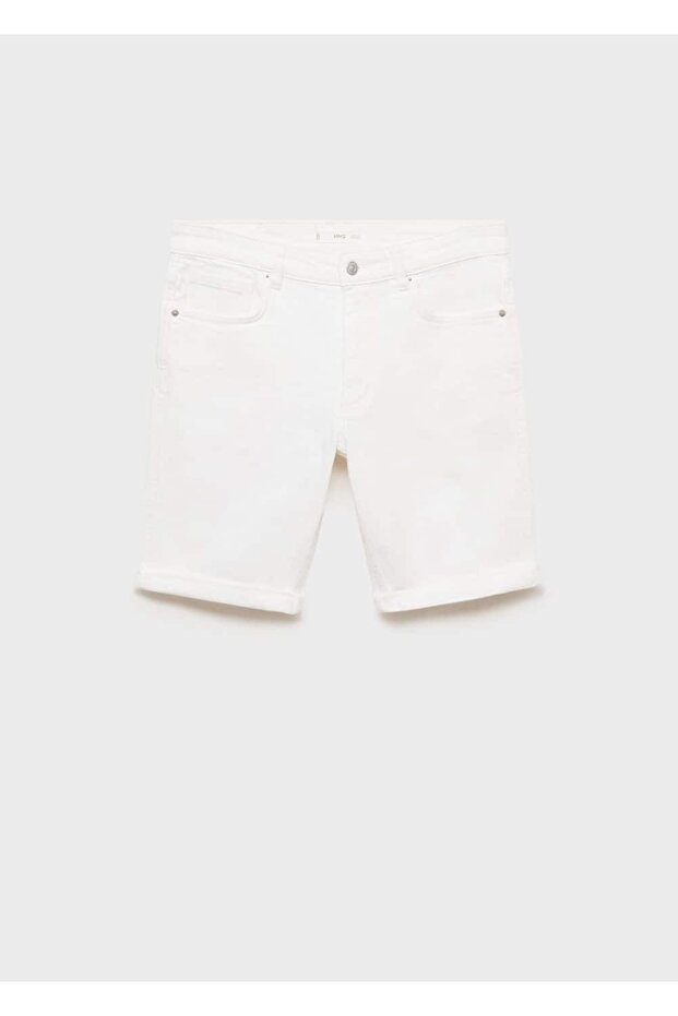 Slim fit kot bermuda şort - 3