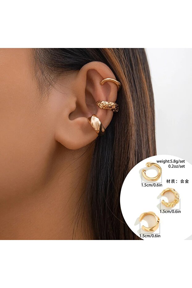 3 Pcs S02-1 Small Cute Round Ear Clips Earrings for Women Trendy Charms Mini False Earrings Without
