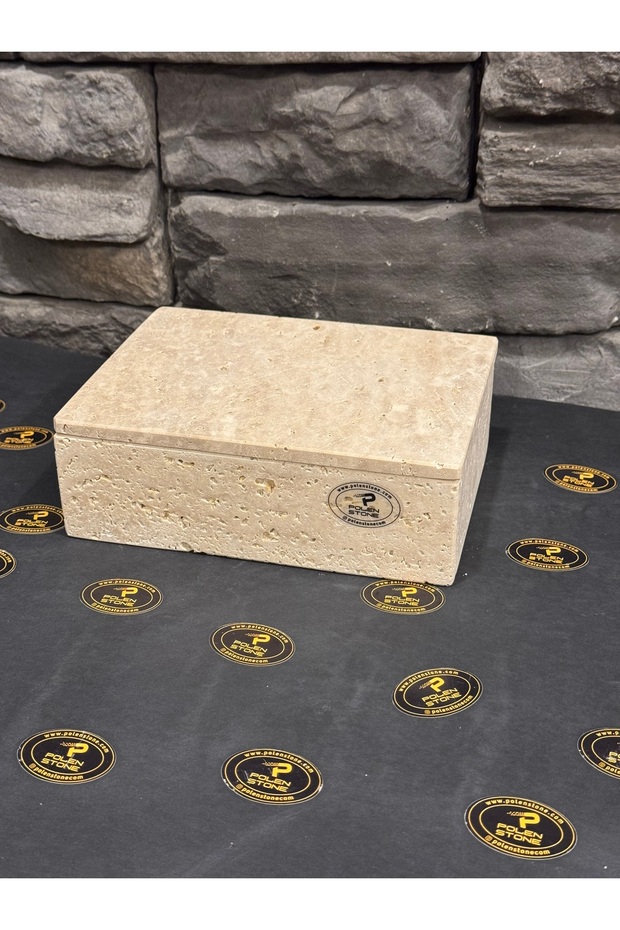 صندوق حجر ترافرتين طبيعي 20x15x8