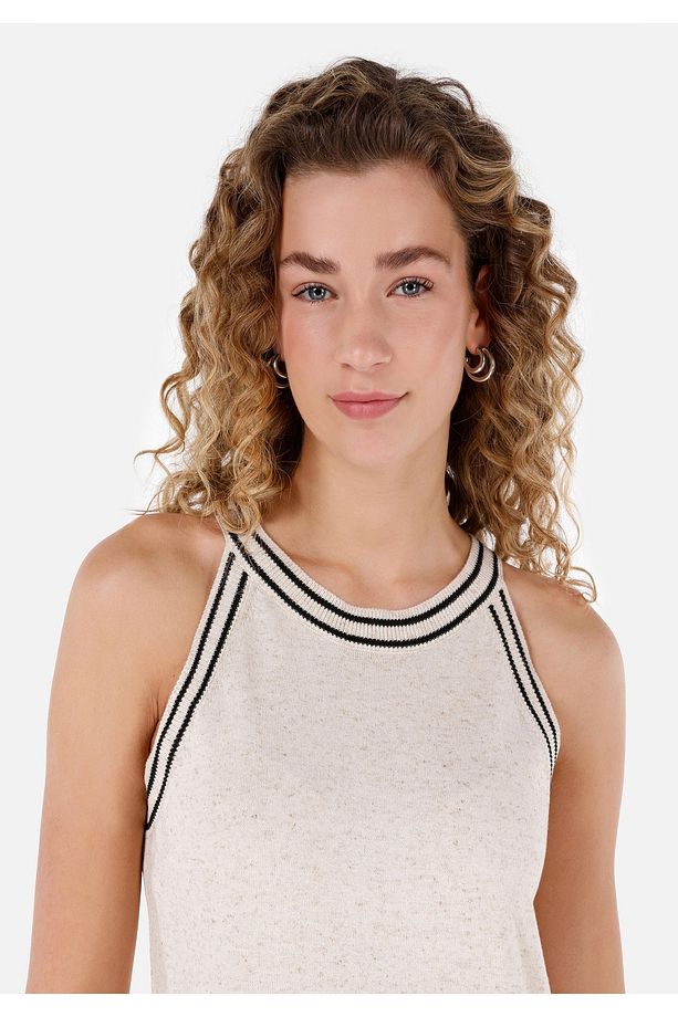 Regular Fit Kadın Ekru Kolsuz Elbise - 4