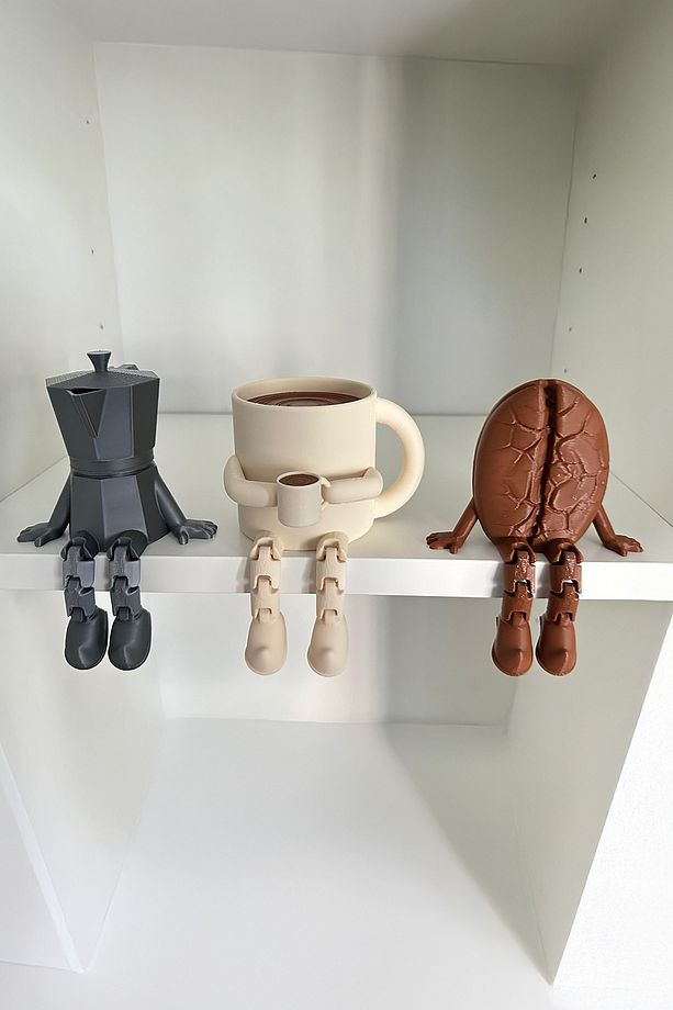 Kahve Köşesi Sevimli Biblo Seti 3lü Kahve Çekirdeği, Bej Kahve Kupası, Moka Pot, Coffee Set 8cm - 2