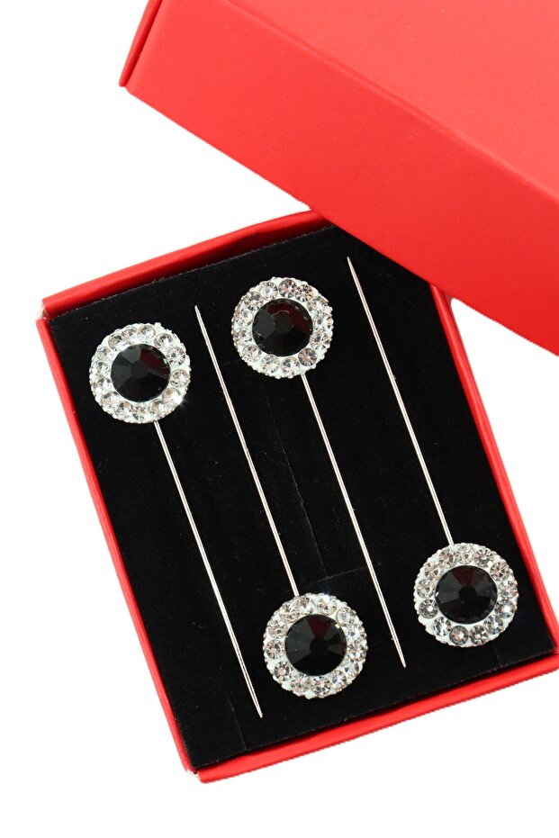 4-Pack Oval Black Stone Scarf Pins. The Pin of the Shawl. The Turban Pin. The Headscarf Needle. Pin for Scarf and Shawl.