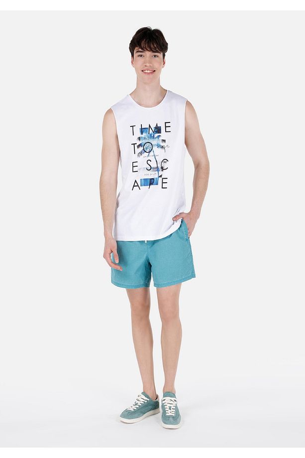 Slim Fit Erkek Mavi Deniz Şortu - 1