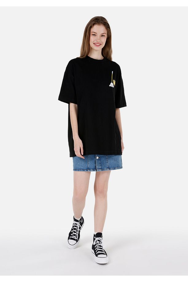UNISEX Lilseb Sloganlı Siyah Tişört - 3