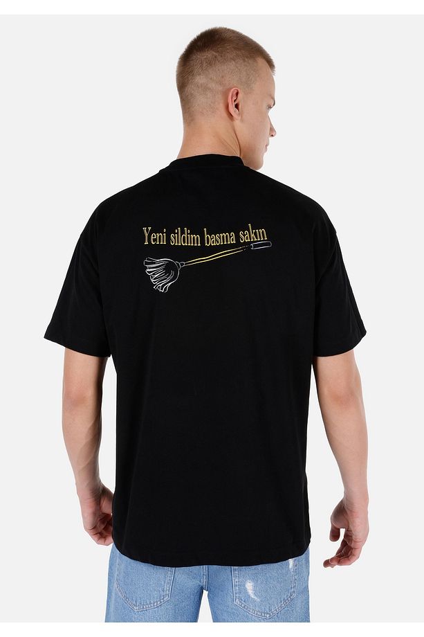 UNISEX Lilseb Sloganlı Siyah Tişört - 7