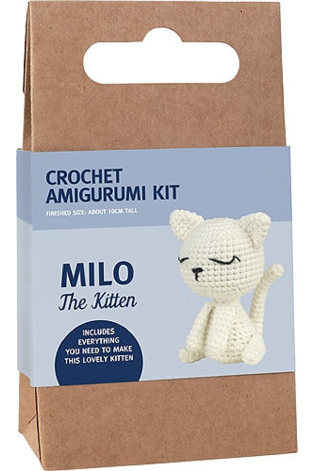 BALIM ÖRGÜ EVİ Milo The Kitten "Uykucu Kedi" Mini Amigurumi Kiti Bitmiş Ölçü 10 cm