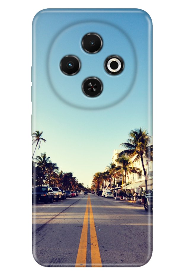 Spark 30C 6.67 " Case Tecno Pictorial Rubber Silicone Cover Miami Sunset