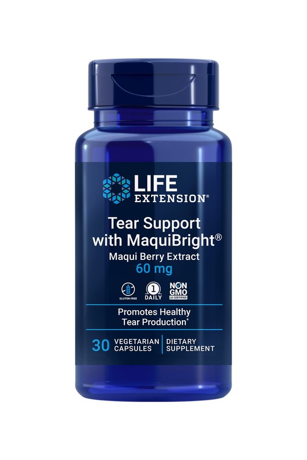 MaquiBright® Tear Support, 60 mg Maqui Berry Extract for Dry Eyes, Eye Health, 30 Capsules