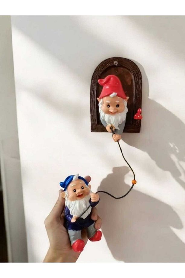 Tırmanan Şans Cüceleri Bahçe Balkon Duvar Süsü El Yapımı Biblo - 4