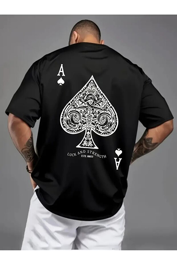 تي شيرت مطبوع عليه Spades للجنسين مقاس كبير 100% قطن