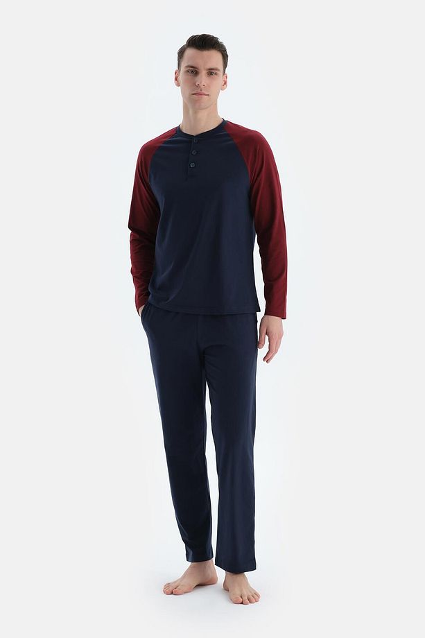 Lacivert Erkek Reglan Kol Pijama Takımı - 1